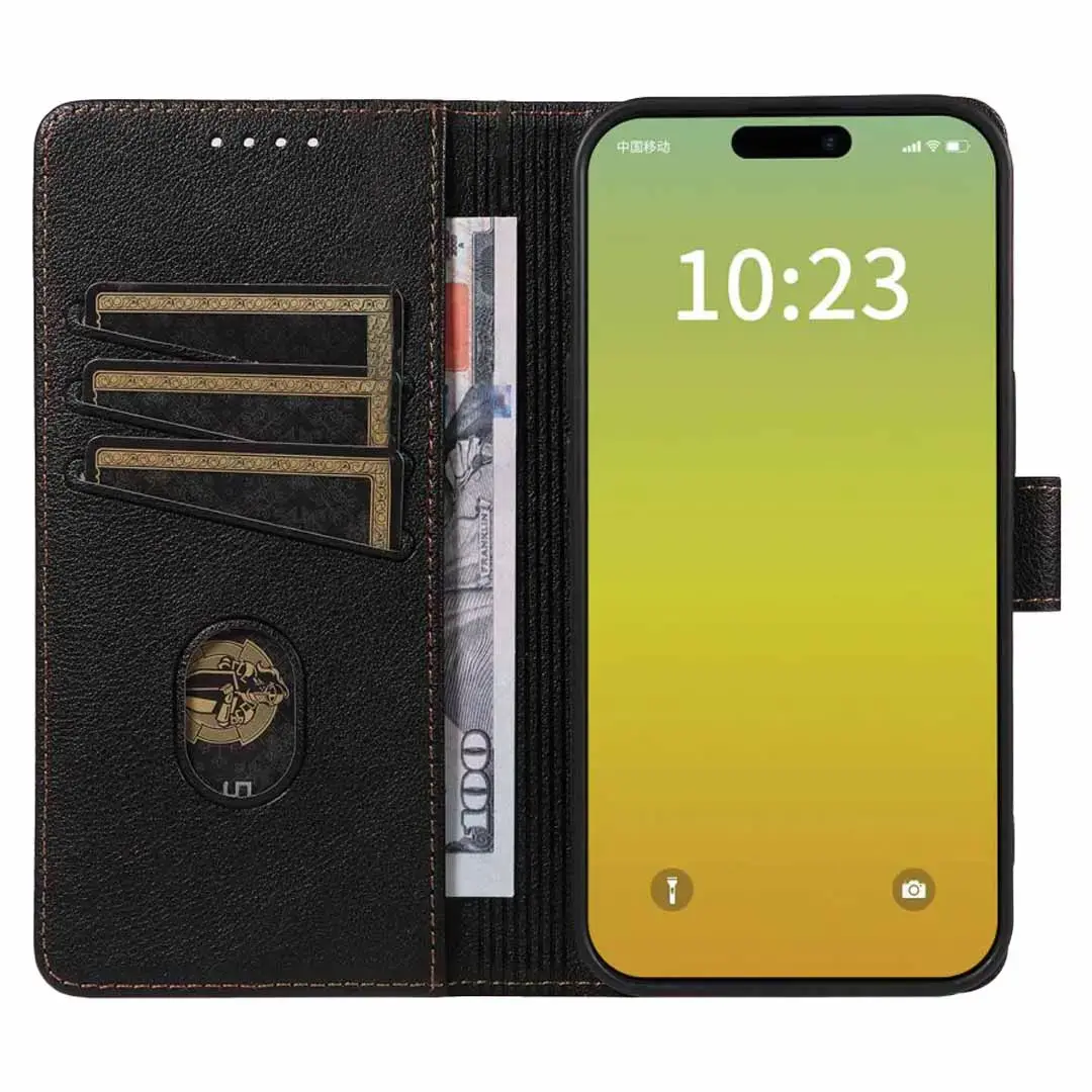iPhone 17 Pro Max PU Leather Wallet Case Black
